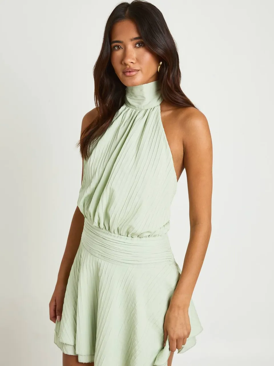 boohoo Dames Gestructureerde Halternek Mini Jurk Met Verlaagde Zoom verstandig, foto 3