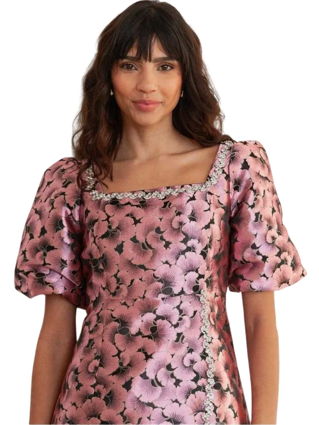 Lovedrobe Jacquard-feestjurk voor dames (Roze), foto 2