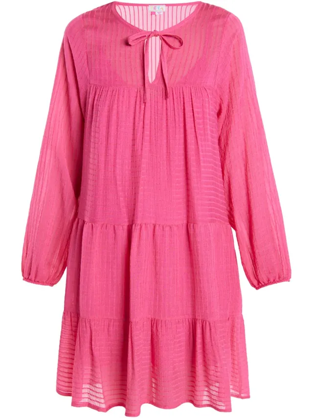 IZIA Midi-jurk met gestreept dessin roze