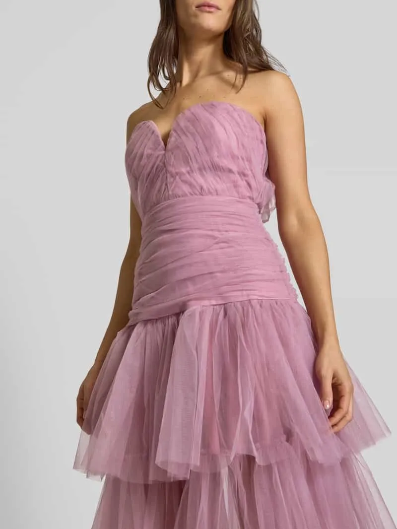 Lace & Beads Avondjurk met V-hals rosé, foto 4