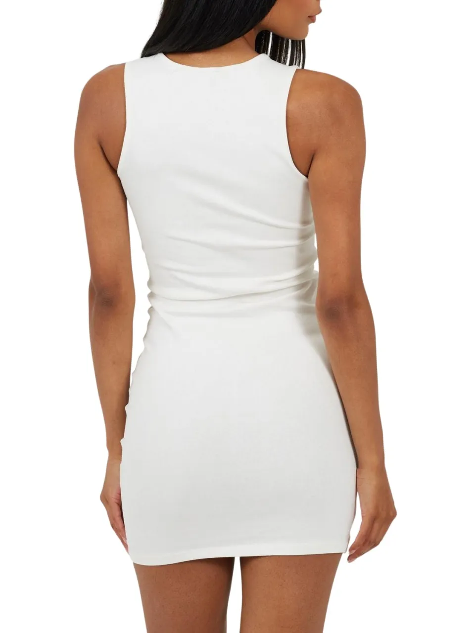 Brave Soul Dames Crew Neck Bodycon Mouwloze Mini Jurk (Wit), foto 2