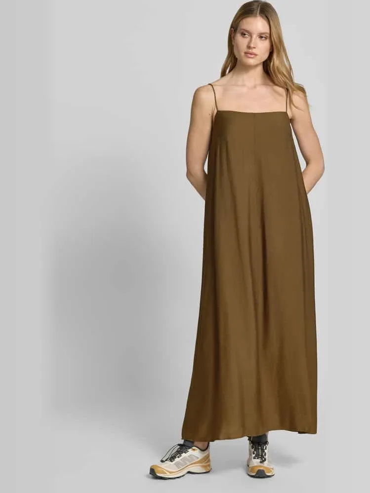 Style Icon Collection maxi-jurk met spaghettibandjes en vierkante hals curated by Anna Schürrle Kaki