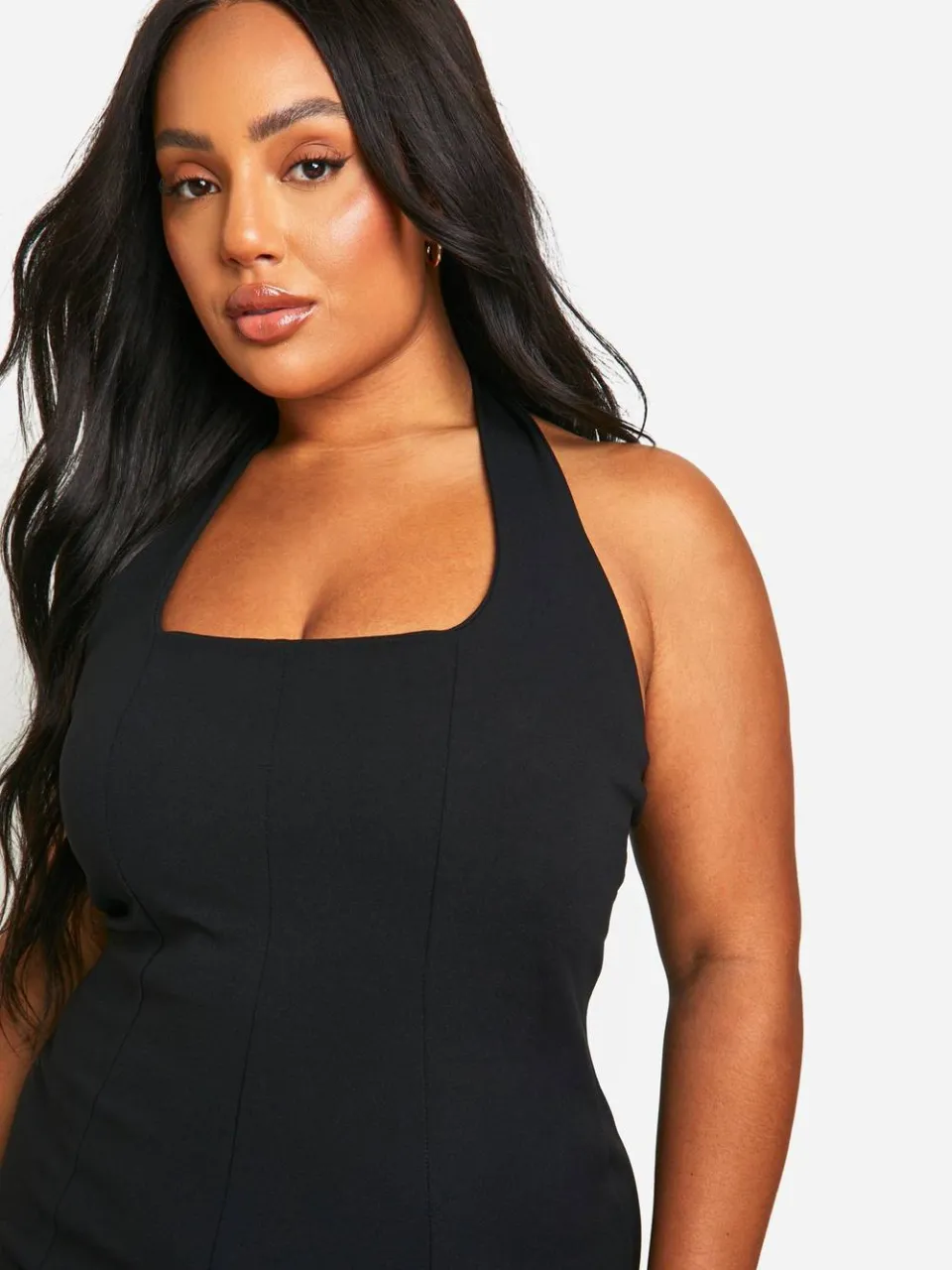 boohoo Dames Plus Halterneck Midi Jurk zwart, foto 2