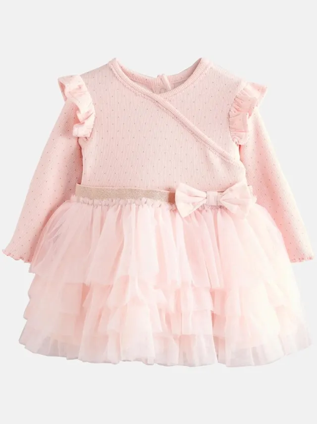 Next Meisjes - Baby-jurk met tutu en lange mouwen - Roze Pink