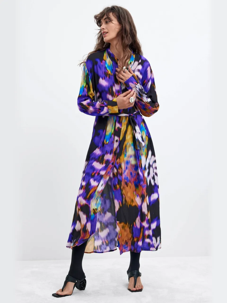 Desigual blousejurk met ceintuur en print - meerkleurig multi, foto 2
