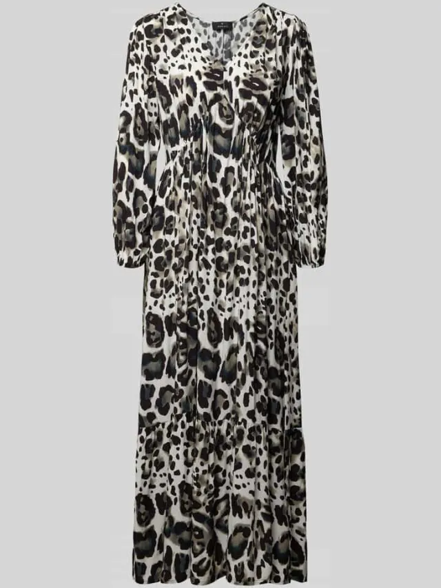 monari maxi-jurk van viscose met volantzoom donkerbruin, foto 2