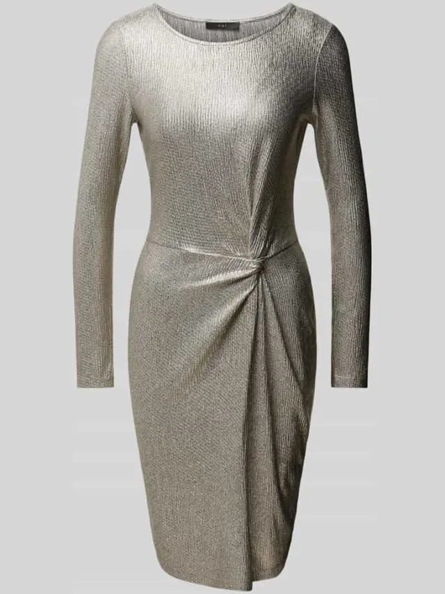 Oui Knielange jurk met ronde hals zilver, foto 2