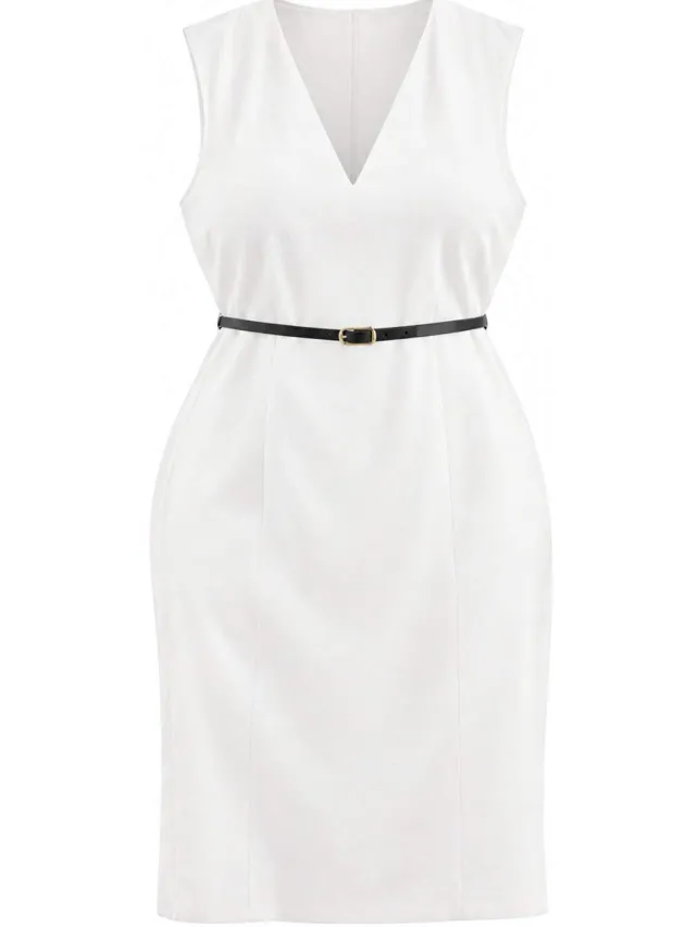Trendyol Curve Dames Ecru Effen Maxi Mouwloos Bodycon Grote maten Jurk