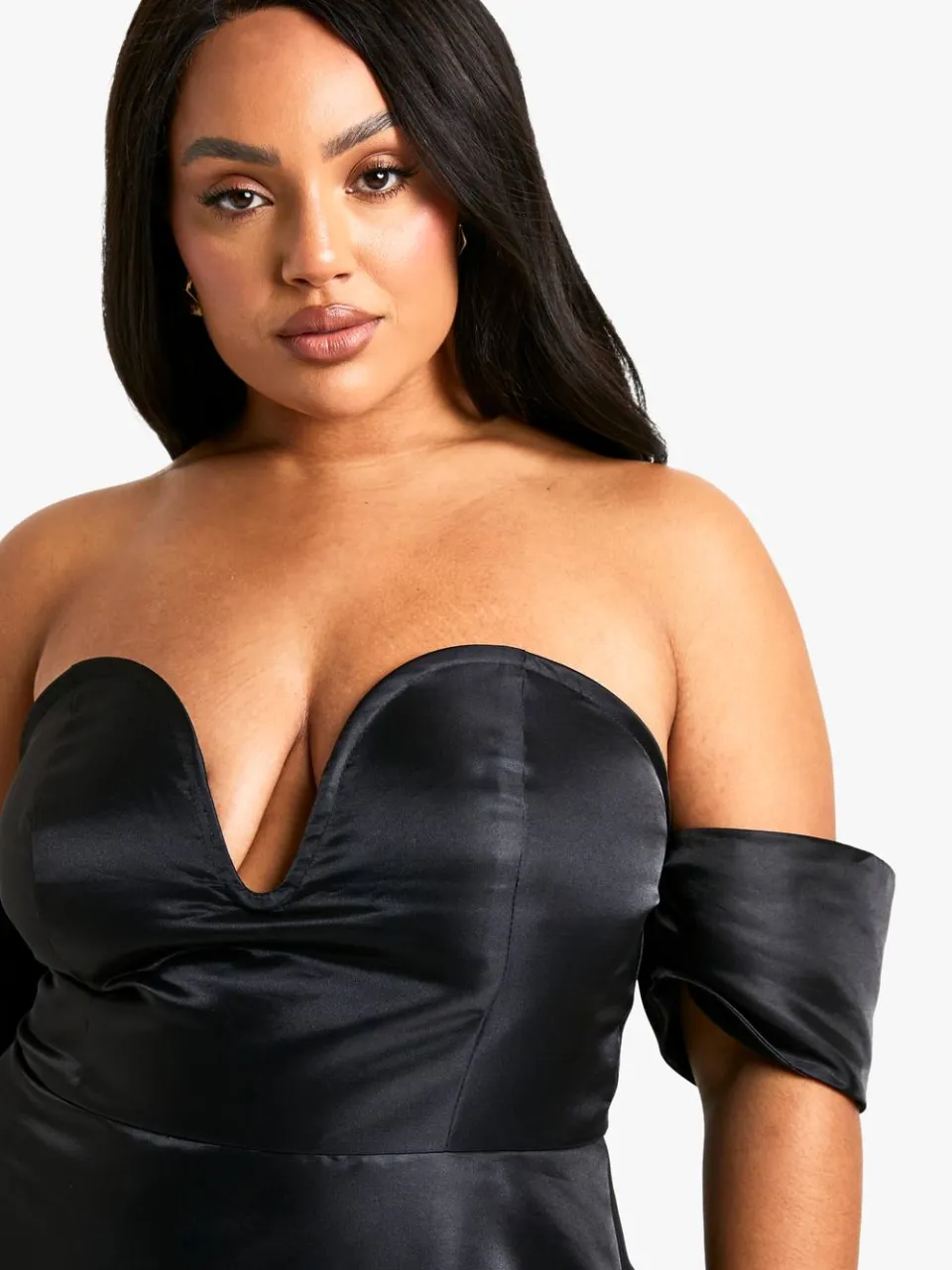boohoo Dames Plus Drop Shoulder V Plunge Skaterjurk zwart, foto 3