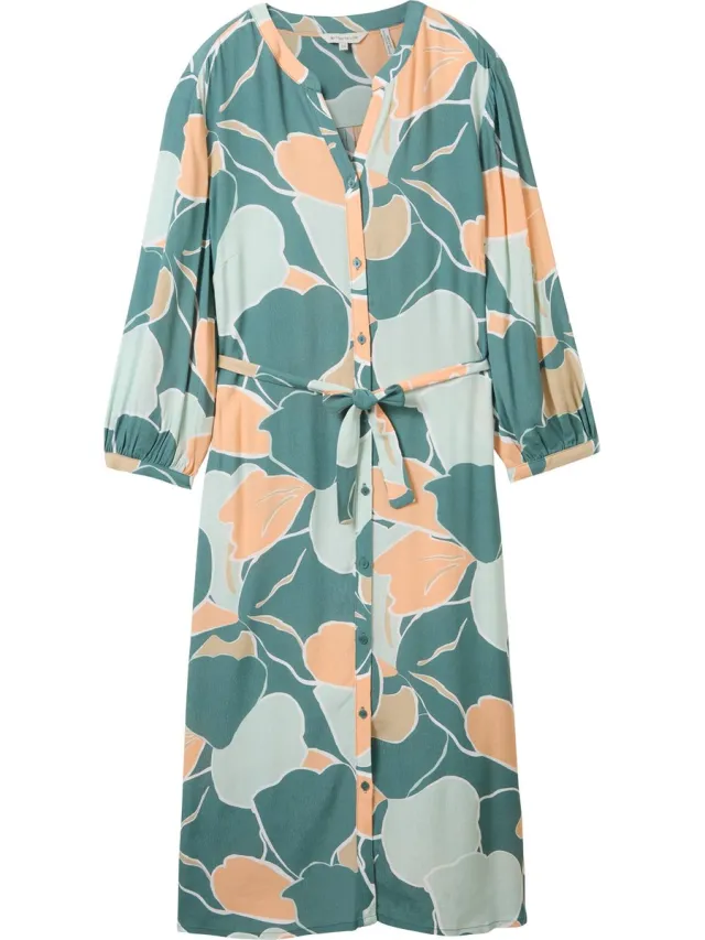Tom Tailor printed dress with belt Dames Jurk abstract flower print