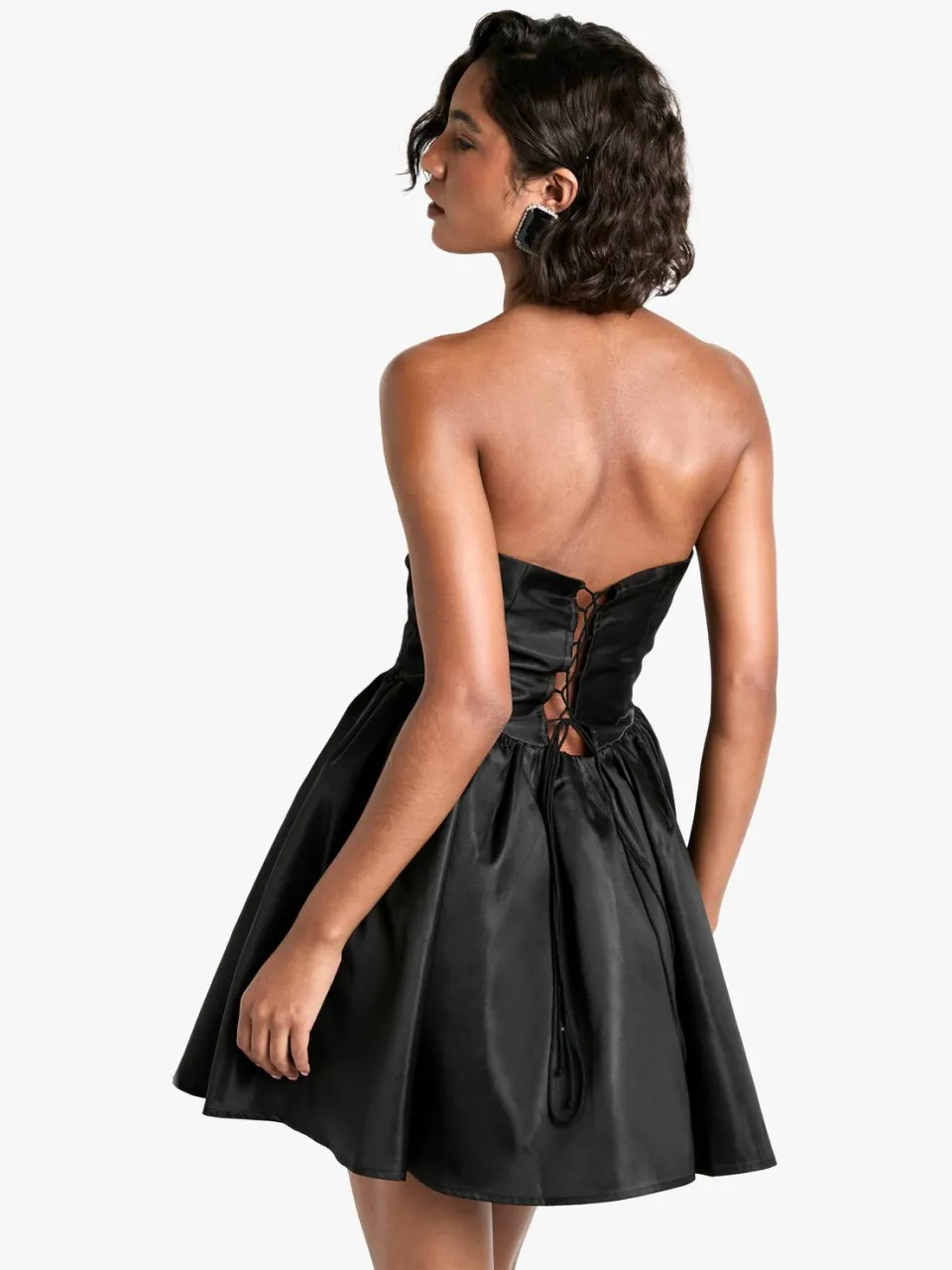 boohoo Dames Tall Corset Lace Up Mini zwart, foto 2