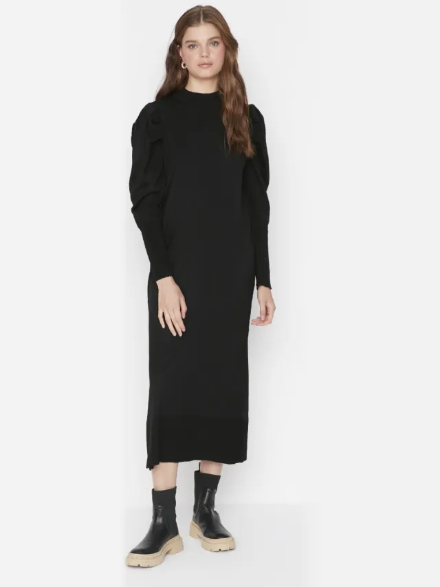 Trendyol Modest Dames Zwart Maxi Lang Casual Recht Modest Jurken
