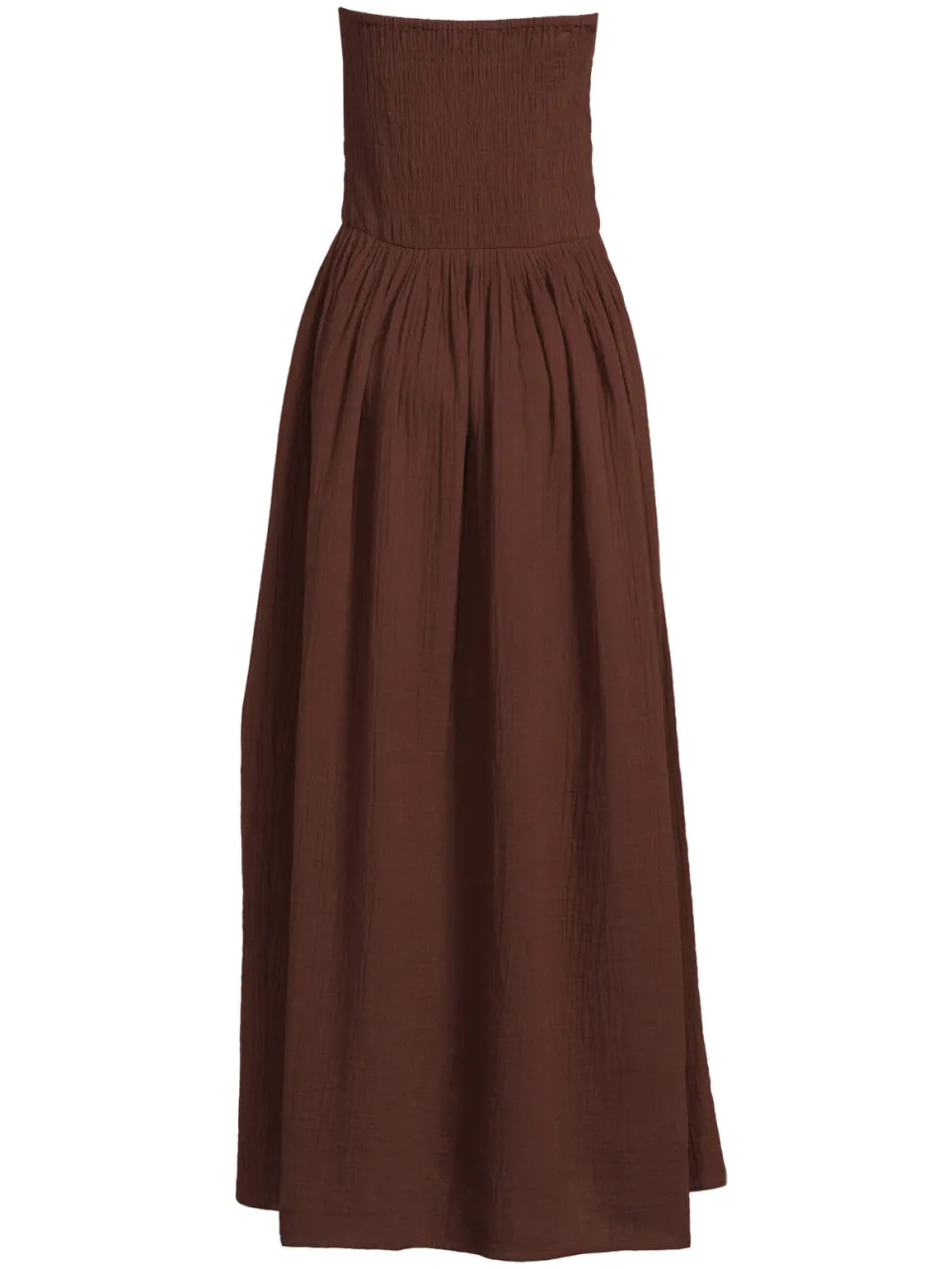 BEACHWAVE strapless mousseline strandjurk donkerbruin, foto 3