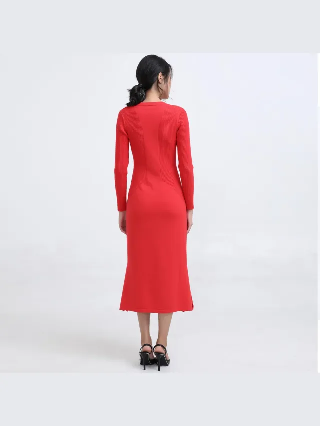 Smart & Joy MIDI JUMPER -TRAND MET V -NACKLINE rood, foto 2