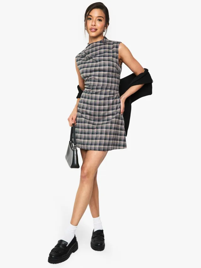 boohoo Dames Bekijk de op maat gemaakte A-lijn mini-jurk Multicolor