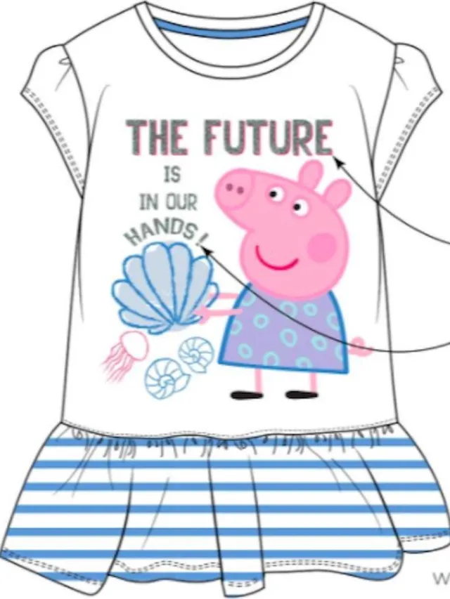 Peppa Pig zomerjurk - kleedje - Wit - Maat 128 / 8 jaar wit blauw