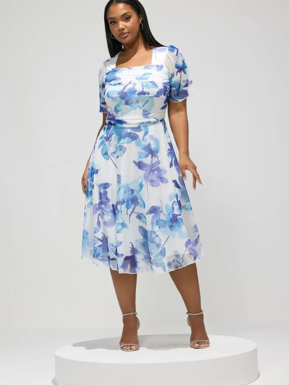 Yours London Witte Mesh Jurk Met Wazige Bloemenprint, foto 2