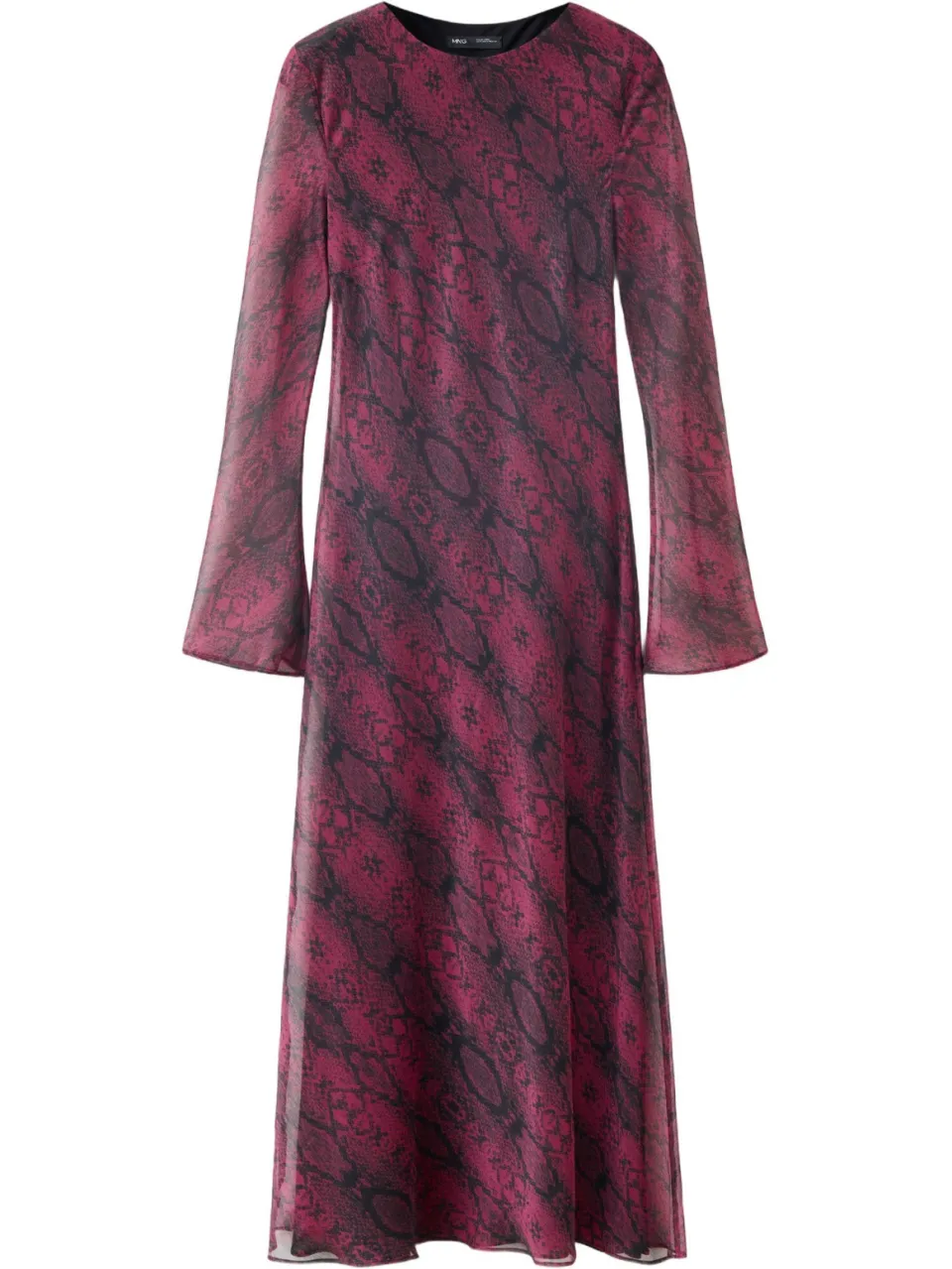 Mango semi-transparante midi A-lijn jurk met dierenprint - roze/zwart, foto 2