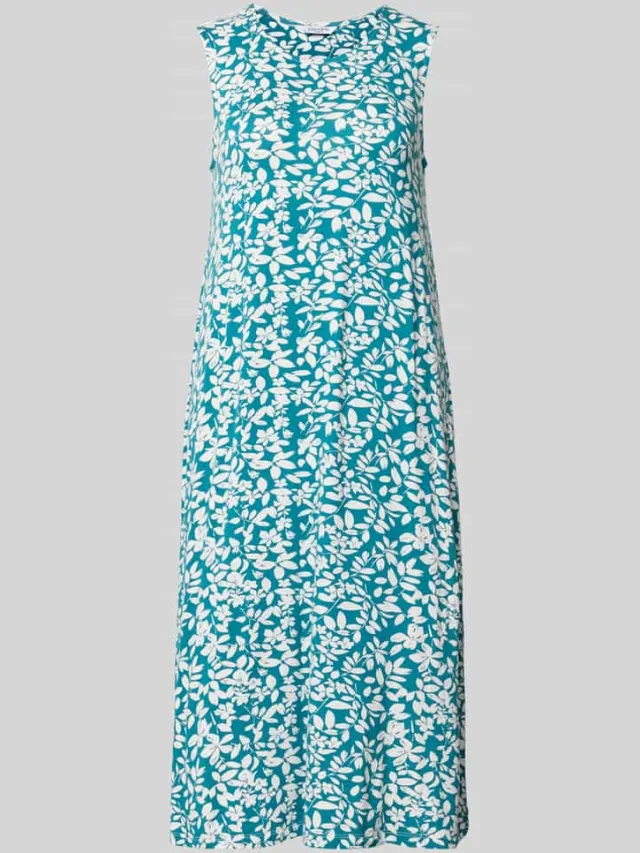 ZABAIONE relaxed fit midijurk van viscosemix model 'Paisley' petrol, foto 2