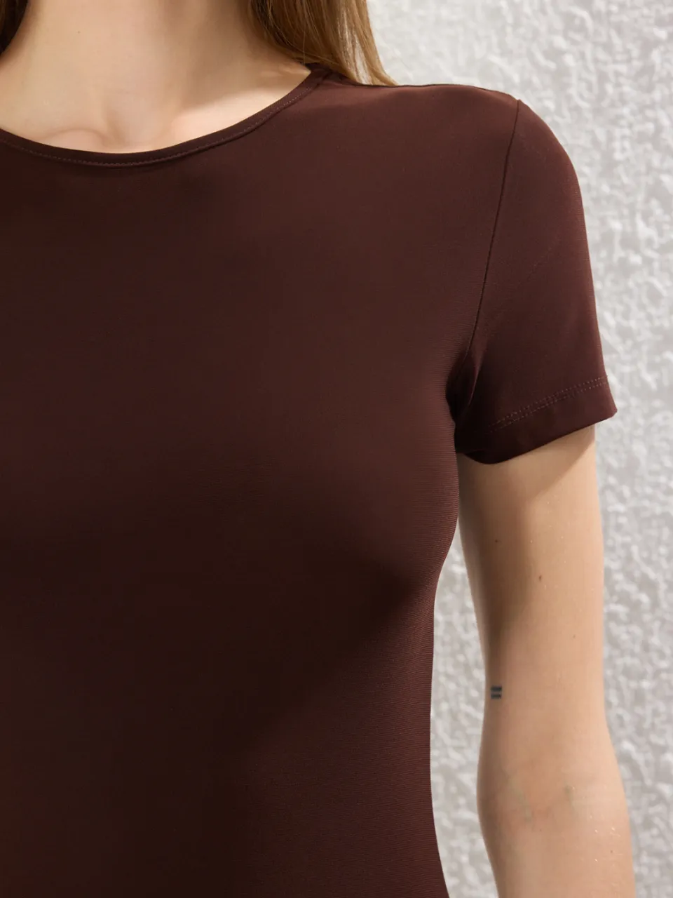 Trendyol TRENDYOLMİLLA Dames Bruin Effen Maxi Kort Casual A-lijn Jurken, foto 2