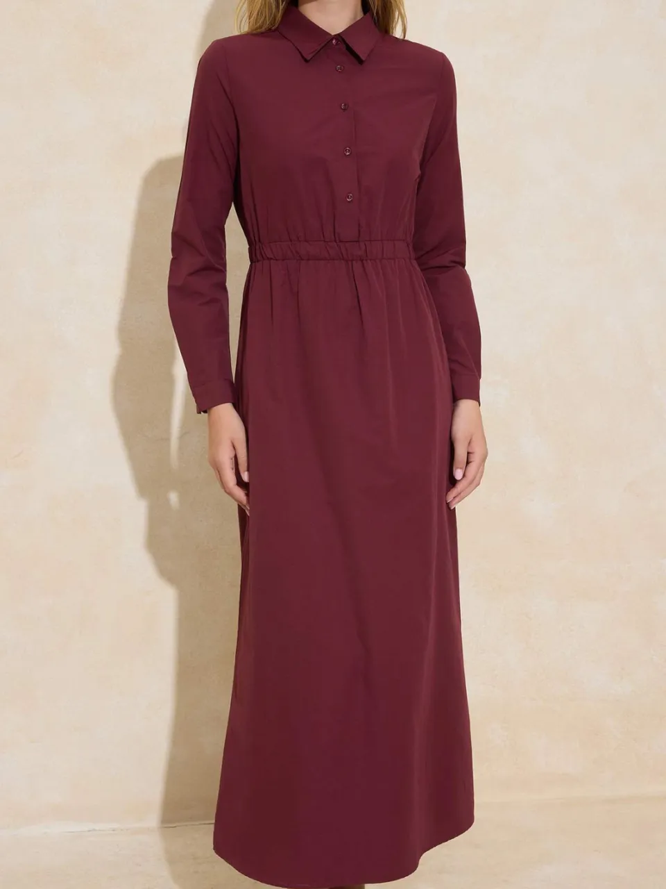 Turkishsouq Dames maxi-jurk, plat model, lang, casual/dagelijks, A-lijn model, geschikt voor hijab bordeauxrood, foto 2