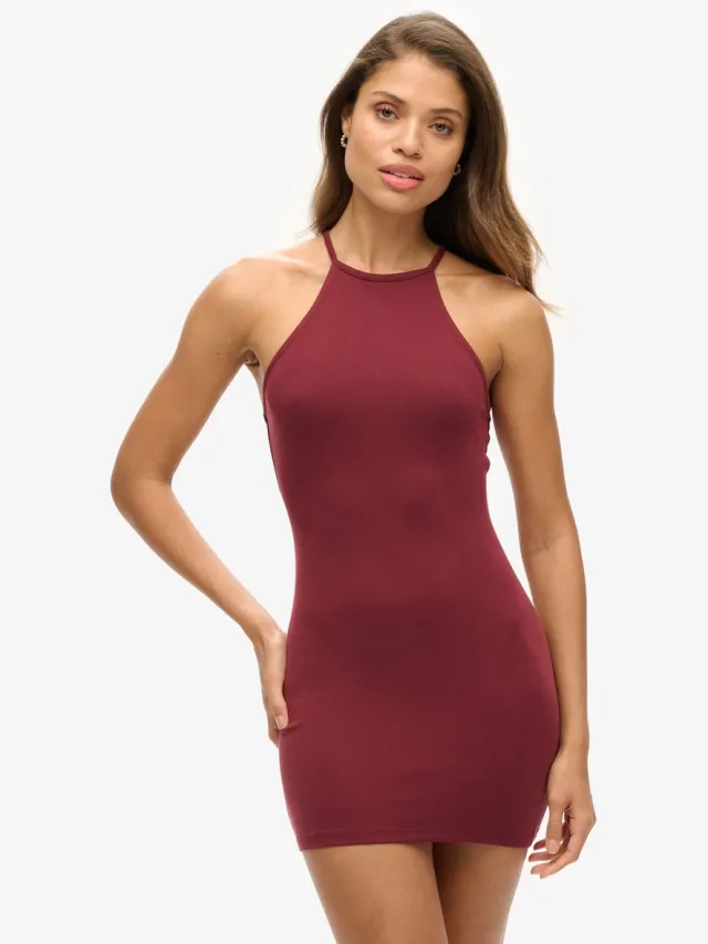 Superdry Strappy Racer mini-jurk van jersey - Dames - Jurken port red