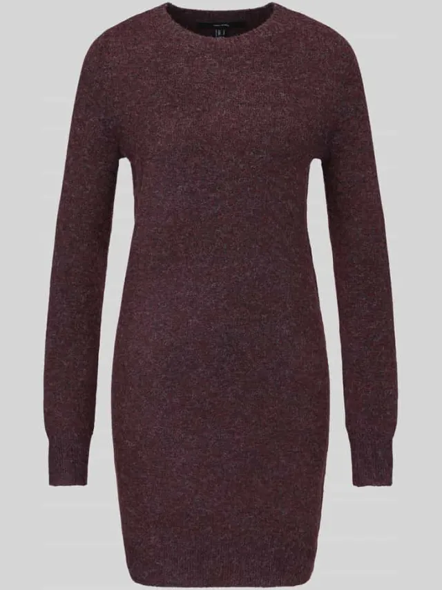 Vero Moda Getailleerde tricotjurk met ronde hals model 'DOFFY' donkerrood, foto 2