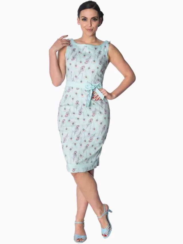 Dancing Days PEACOCK Kokerjurk - XS - Blauw