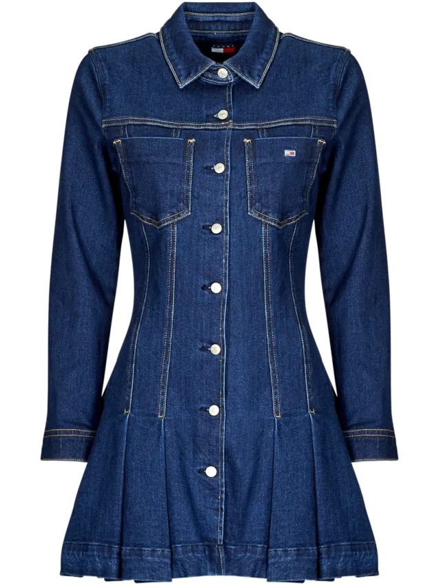 Tommy Jeans Korte Jurk Tommy Jeans DENIM PLEATED TRUCKER DRESS Marine