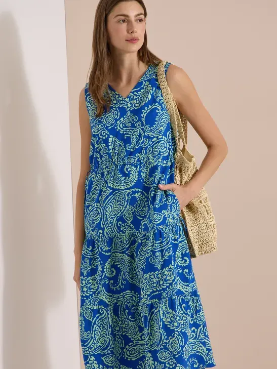 cecil Midijurk met V-hals en print Blauw