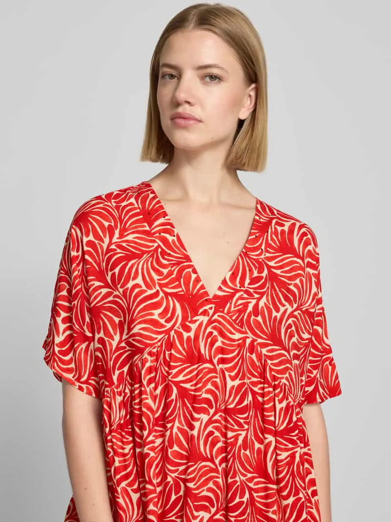 Zabaione Knie-lange jurk van viscose model 'Me44la' rood, foto 4