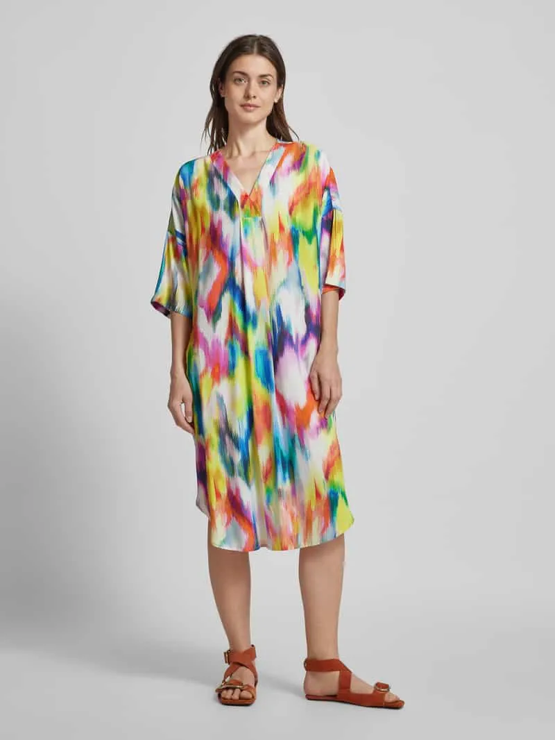 Emily Van den Bergh Midi-jurk in batiklook Geel