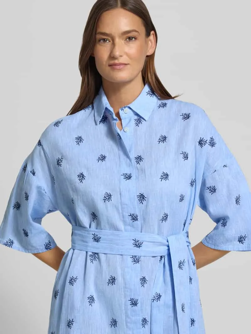 0039 italy Knelange overhemdjurk met Strikceintuur Model 'DERBY' bleu, foto 5