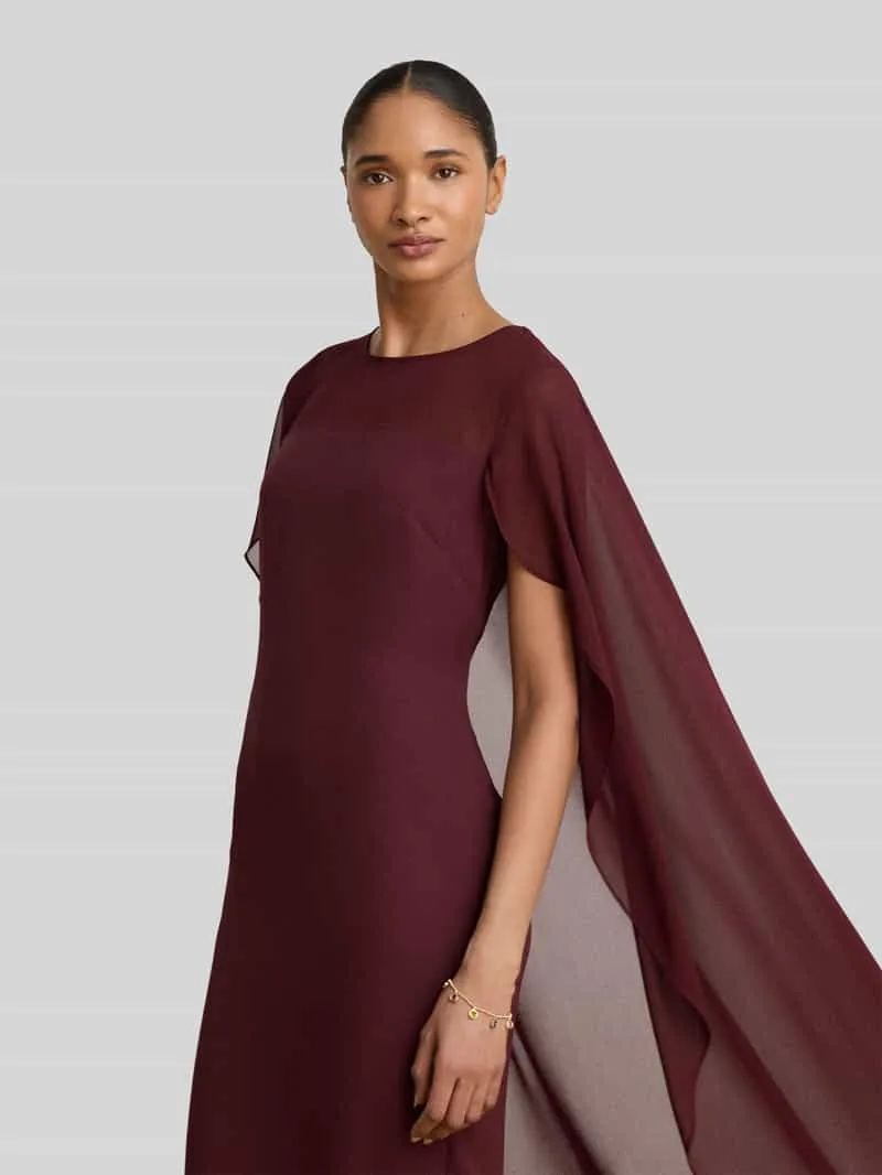 Lauren Ralph Lauren Vloeiende avondjurk met cape-detail Bordeaux