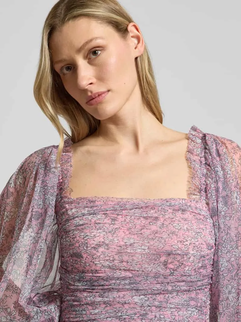 Lace & Beads cocktailjurk met vierkante hals roze, foto 5