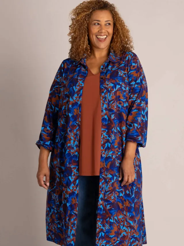 Colletta Plus Size blousejurk met print - blauw/oranje, foto 5