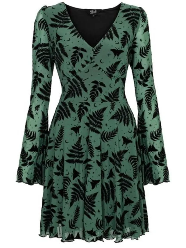 Hell Bunny FEARN DRESS Dames Mini-jurk - groen
