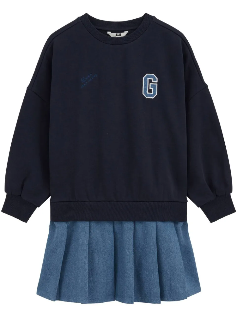 WE Fashion midi sweatjurk donkerblauw/lichtblauw, foto 2