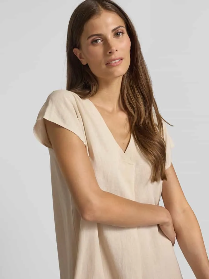 Soyaconcept Knielange jurk van een mix van linnen en viscose, model 'Ina' zand, foto 5