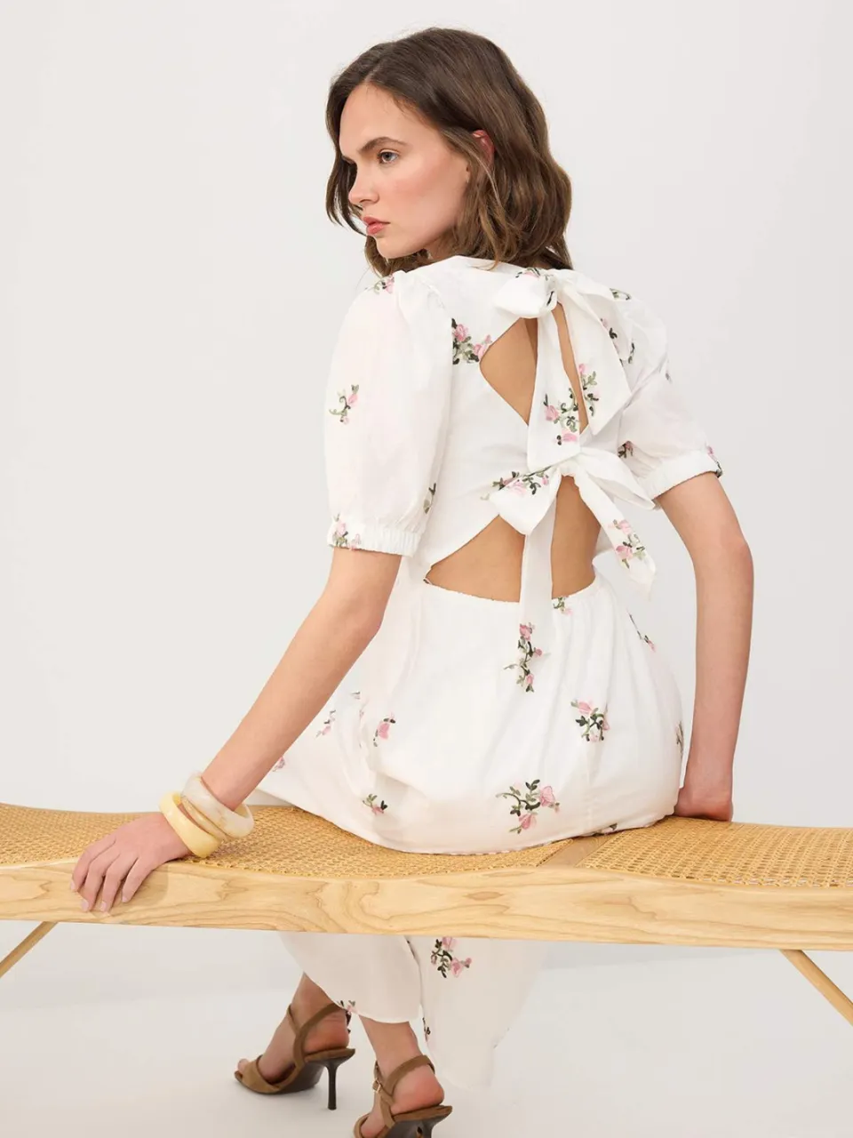 Trendyol TRENDYOLMİLLA Dames Wit Bloemen Maxi Kort Skater Jurken, foto 2