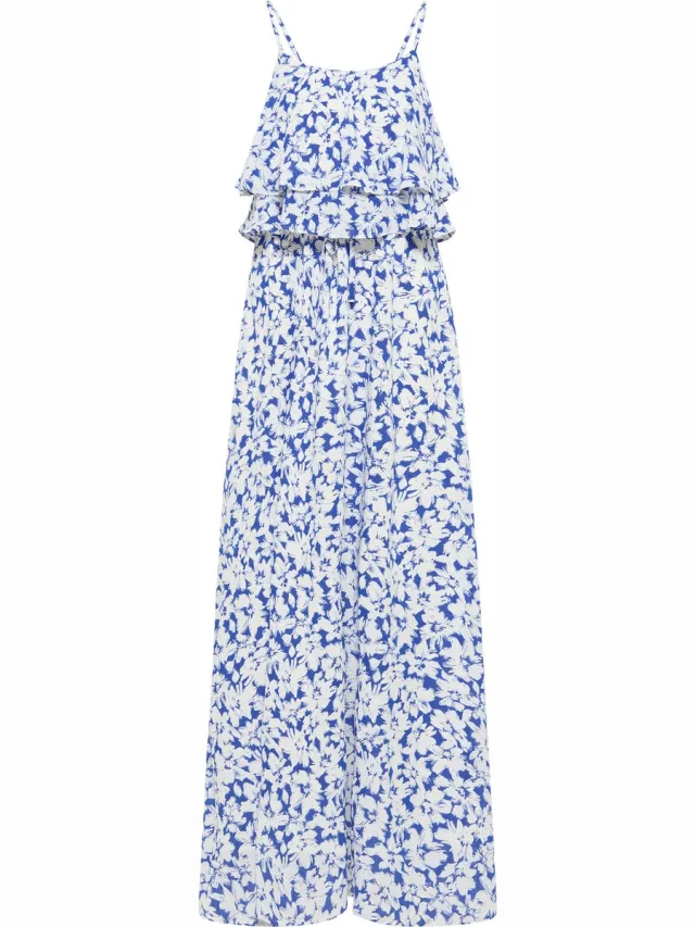 Faina Maxi-jurk met bloemenprint blauw wit