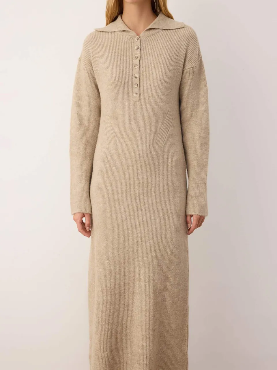Trendyol Modest Dames Beige Effen Maxi Lang Casual Recht Modest Jurken, foto 2
