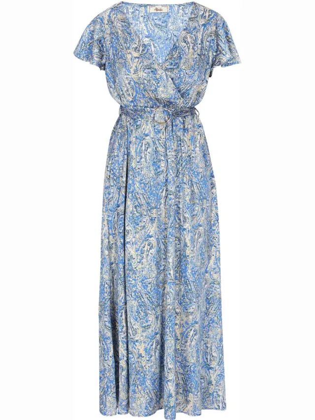 aleida jurk blauw veelkleurig