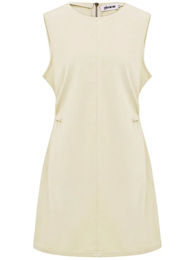 YW YEHWANG Moderne Katoen Vrouwen Mini Jurk met Bodycon Pasvorm - Gebroken Wit
