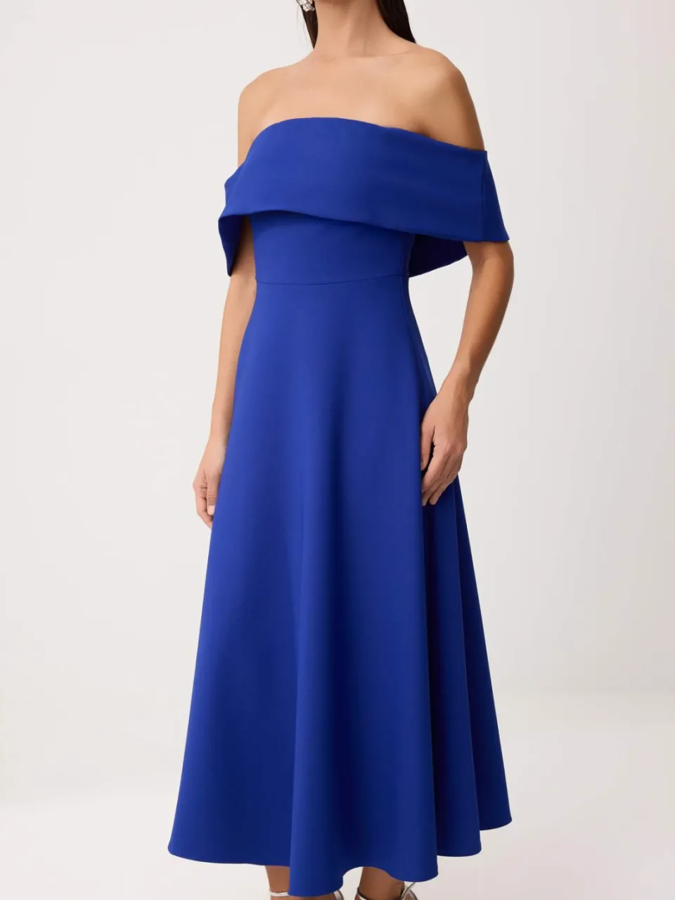 Trendyol TRENDYOLMİLLA Dames Donkerblauw Effen Midi Mouwloos Stijlvol/Avond Skater Jurken kobaltblauw, foto 2