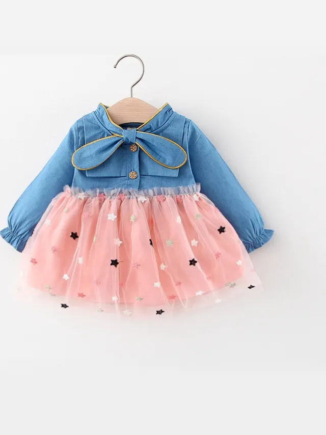 Baby Garden baby jurk denim look roze Roze denim