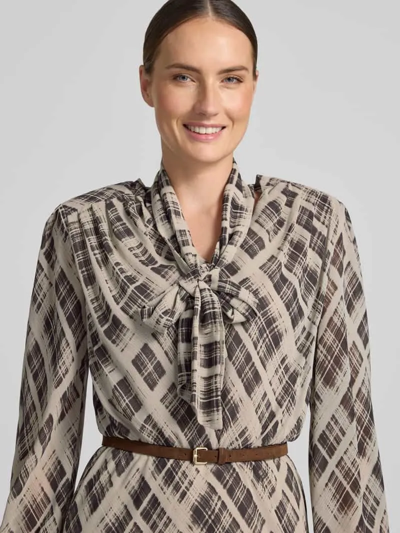 Jake*s Collection Getailleerde vrijetijdsjurk met all-over motief chocoladebruin, foto 3