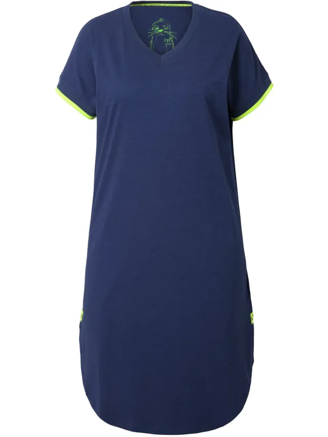 Laurasøn Dames - Shirtjurk V-hals OEKO-TEX MIG - Navyblauw - Maat 48+
