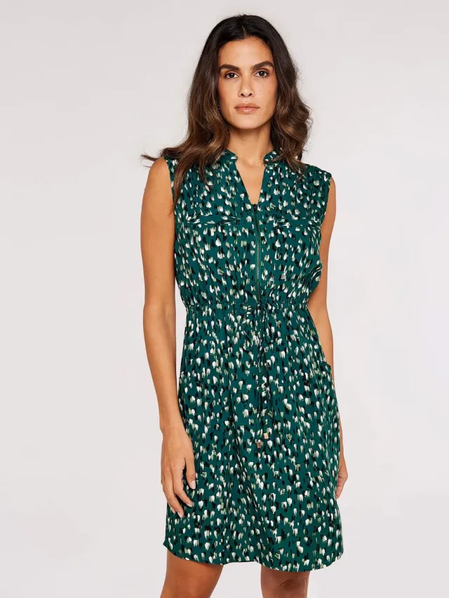 Apricot Mini-jurk met rits en penseelstreepjes Groen