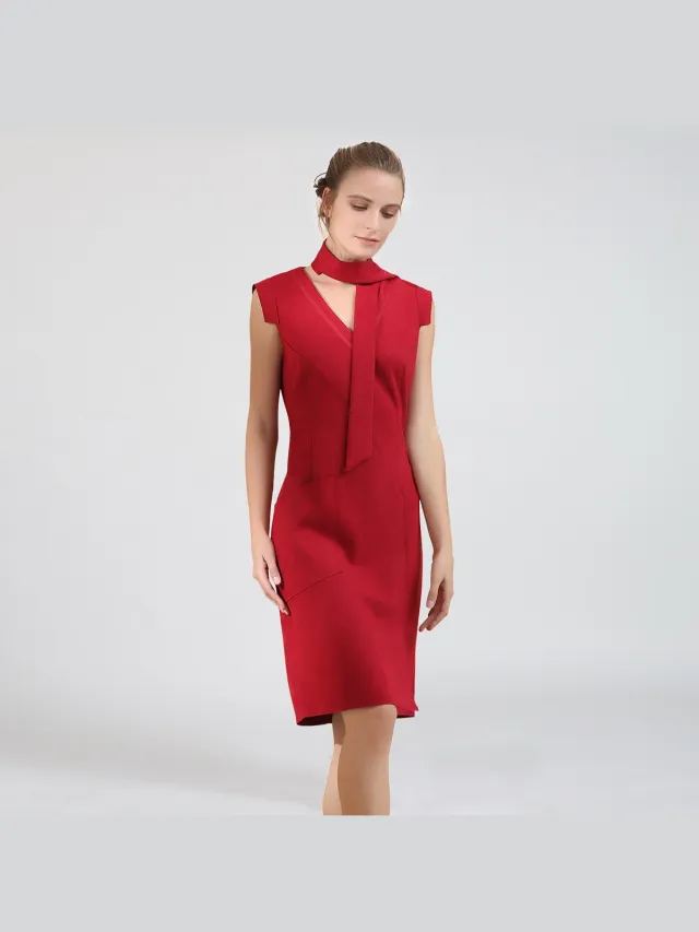 Smart & Joy Stretch suede jurk Bessenrood